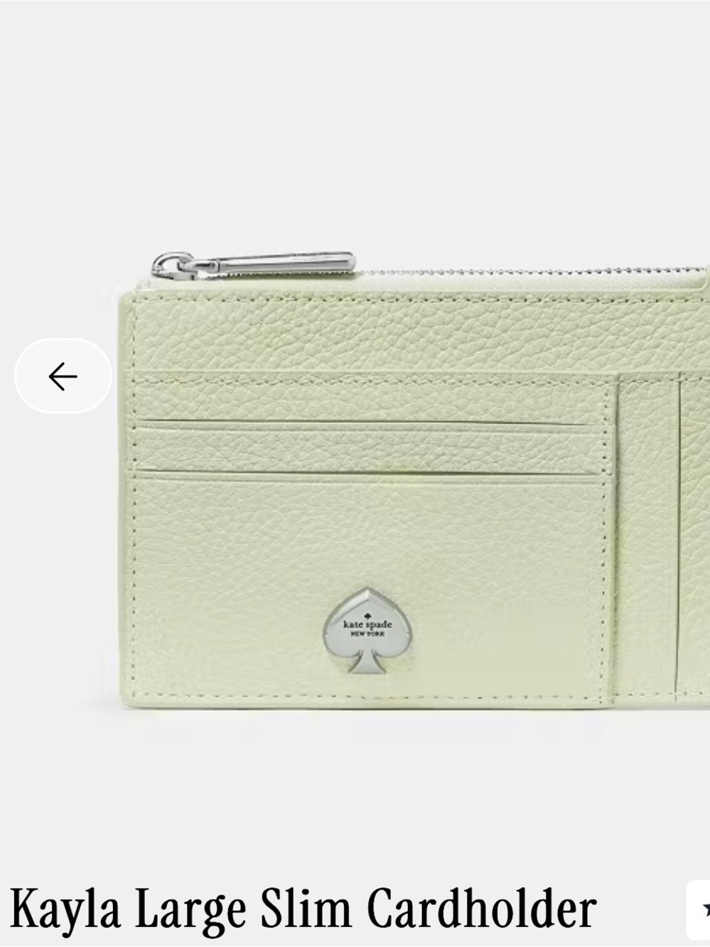 kate spade Kayla Large Slim Cardholder in Pale Green